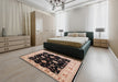 Mid-Century Modern Pastel Orange Oriental Rug in a Bedroom, urb836