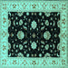 Square Oriental Turquoise Industrial Rug, urb836turq