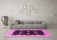 Machine Washable Oriental Pink Industrial Rug, wshurb836pnk