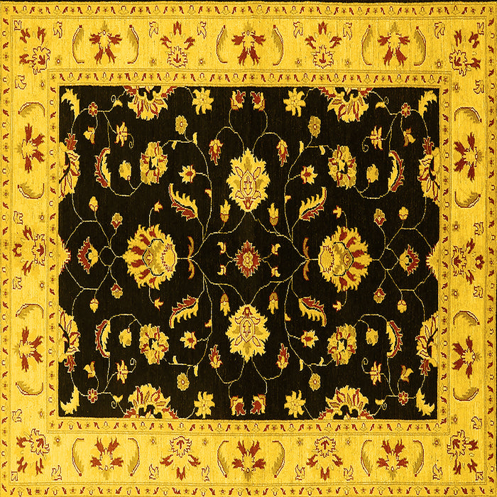 Square Machine Washable Oriental Yellow Industrial Rug, wshurb836yw