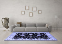 Machine Washable Oriental Blue Industrial Rug, wshurb836blu