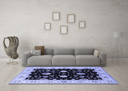 Machine Washable Oriental Blue Industrial Rug in a Living Room, wshurb836blu