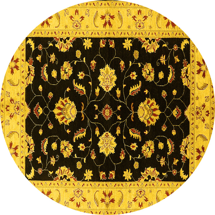 Round Oriental Yellow Industrial Rug, urb836yw