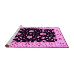 Sideview of Machine Washable Oriental Pink Industrial Rug, wshurb836pnk