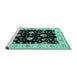 Sideview of Machine Washable Oriental Turquoise Industrial Area Rugs, wshurb836turq