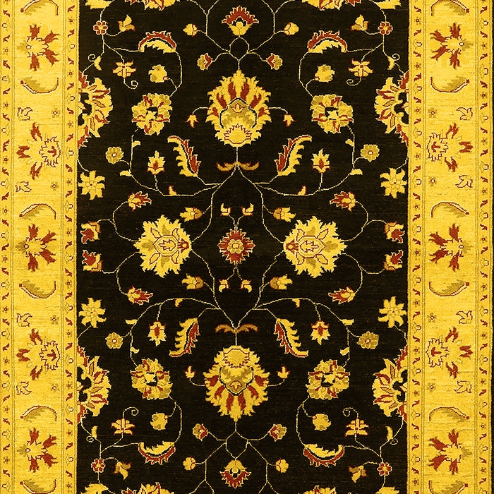 Machine Washable Oriental Yellow Industrial Rug, wshurb836yw
