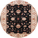 Round Mid-Century Modern Pastel Orange Oriental Rug, urb836