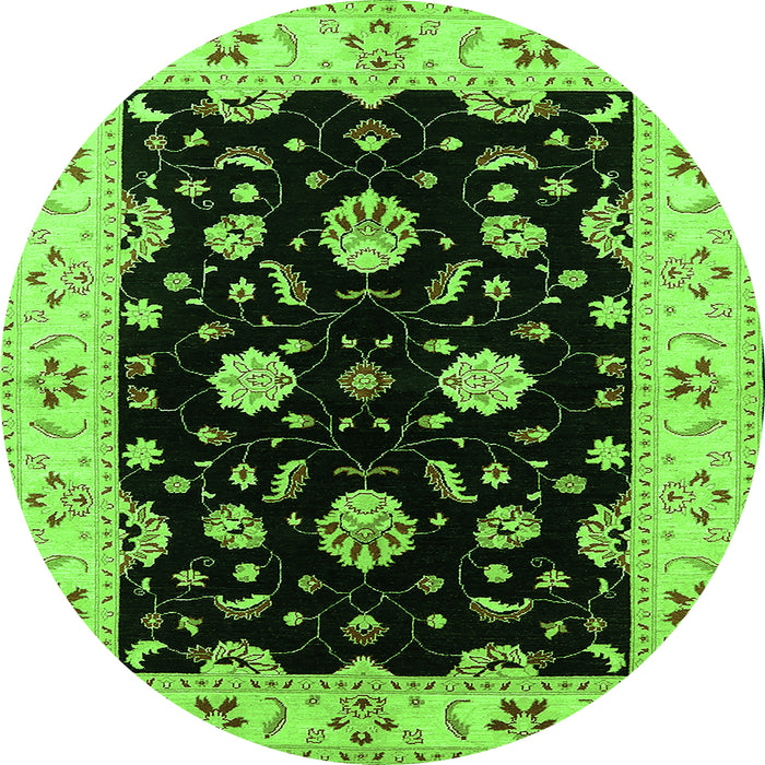 Round Oriental Green Industrial Rug, urb836grn