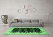 Machine Washable Oriental Emerald Green Industrial Area Rugs in a Living Room,, wshurb836emgrn