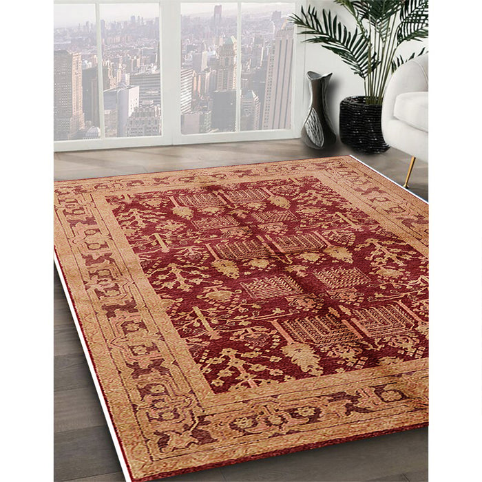 Machine Washable Industrial Modern Mango Orange Rug in a Family Room, wshurb837