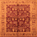 Square Machine Washable Oriental Orange Industrial Area Rugs, wshurb837org