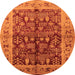 Round Oriental Orange Industrial Rug, urb837org