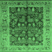 Square Machine Washable Oriental Emerald Green Industrial Area Rugs, wshurb837emgrn