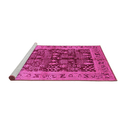 Sideview of Machine Washable Oriental Pink Industrial Rug, wshurb837pnk