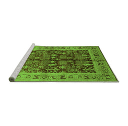 Sideview of Machine Washable Oriental Green Industrial Area Rugs, wshurb837grn