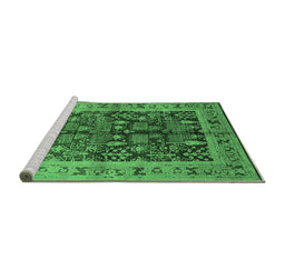 Sideview of Machine Washable Oriental Emerald Green Industrial Area Rugs, wshurb837emgrn
