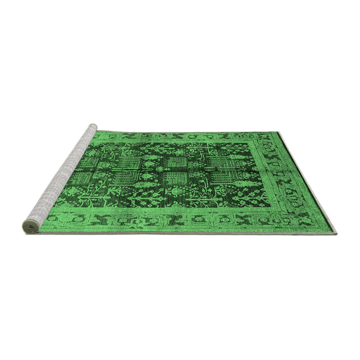 Sideview of Machine Washable Oriental Emerald Green Industrial Area Rugs, wshurb837emgrn