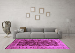 Machine Washable Oriental Purple Industrial Area Rugs in a Living Room, wshurb837pur