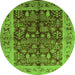 Round Oriental Green Industrial Rug, urb837grn