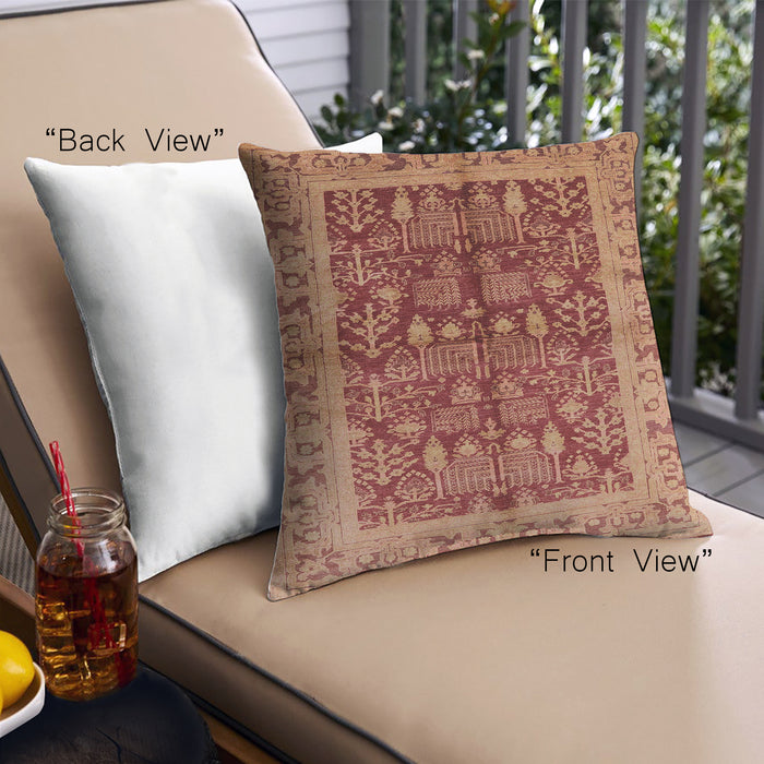 Front View of Mid-Century Modern Urban Square Mango Orange Throw Pillow, 18 inch by 18 inch, pwurb837