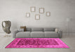 Machine Washable Oriental Pink Industrial Rug in a Living Room, wshurb837pnk