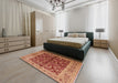 Mid-Century Modern Mango Orange Oriental Rug in a Bedroom, urb837