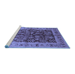 Sideview of Machine Washable Oriental Blue Industrial Rug, wshurb837blu