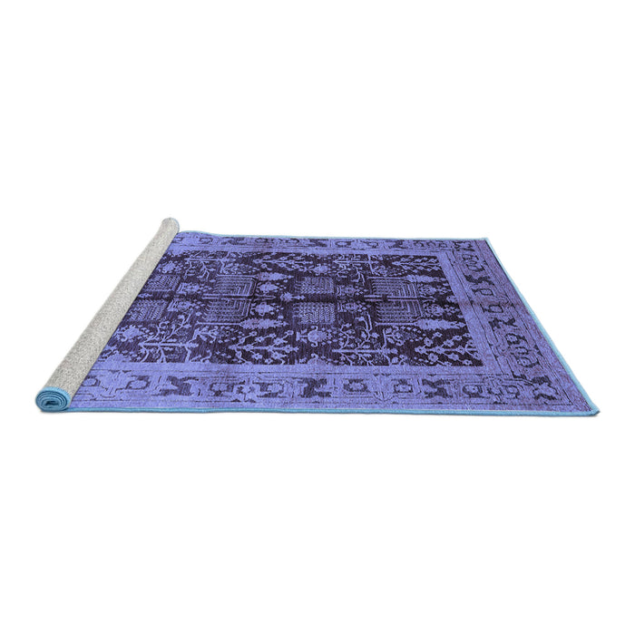 Sideview of Machine Washable Oriental Blue Industrial Rug, wshurb837blu