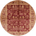 Round Mid-Century Modern Mango Orange Oriental Rug, urb837