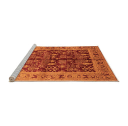 Sideview of Machine Washable Oriental Orange Industrial Area Rugs, wshurb837org