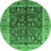 Round Oriental Emerald Green Industrial Rug, urb837emgrn