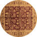 Round Oriental Brown Industrial Rug, urb837brn