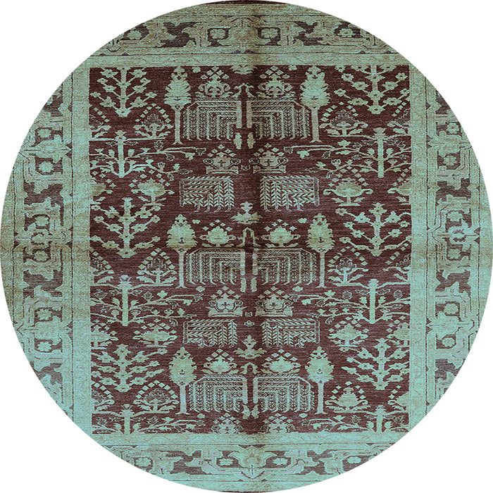 Round Oriental Light Blue Industrial Rug, urb837lblu