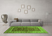 Machine Washable Oriental Green Industrial Area Rugs in a Living Room,, wshurb837grn