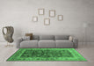 Machine Washable Oriental Emerald Green Industrial Area Rugs in a Living Room,, wshurb837emgrn