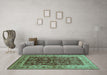 Machine Washable Oriental Turquoise Industrial Area Rugs in a Living Room,, wshurb837turq