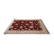 Sideview of Machine Washable Industrial Modern Tomato Red Rug, wshurb838