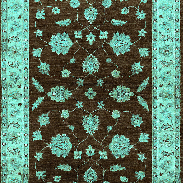 Machine Washable Oriental Turquoise Industrial Area Rugs, wshurb838turq
