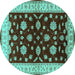 Round Machine Washable Oriental Turquoise Industrial Area Rugs, wshurb838turq