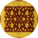 Round Machine Washable Oriental Yellow Industrial Rug, wshurb838yw