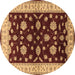 Round Machine Washable Oriental Brown Industrial Rug, wshurb838brn