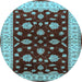 Round Oriental Light Blue Industrial Rug, urb838lblu