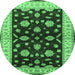 Round Oriental Emerald Green Industrial Rug, urb838emgrn