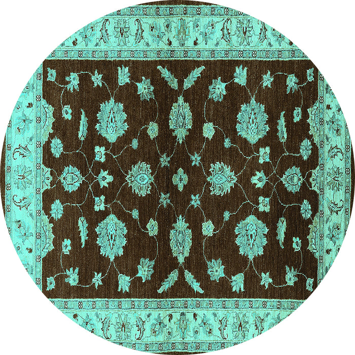 Round Oriental Turquoise Industrial Rug, urb838turq