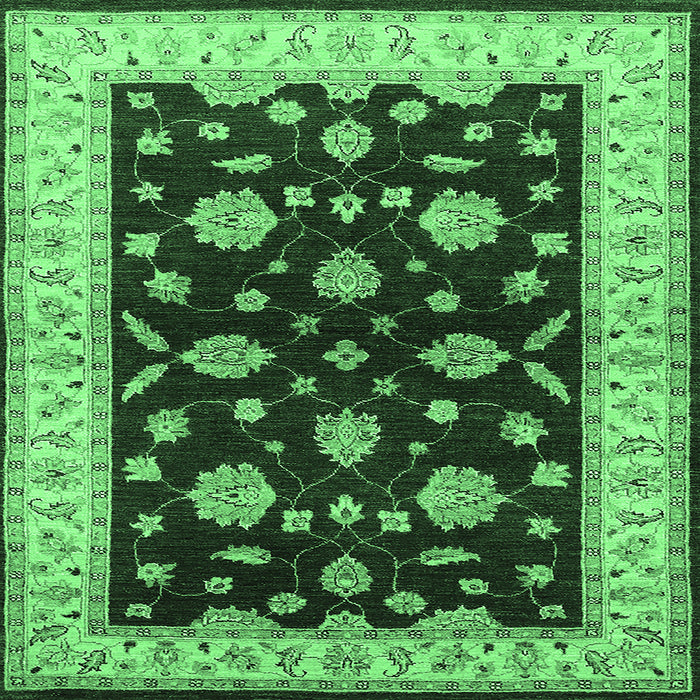 Square Oriental Emerald Green Industrial Rug, urb838emgrn