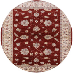 Round Mid-Century Modern Red Oriental Rug, urb838