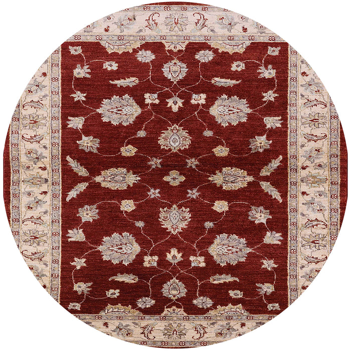 Round Mid-Century Modern Red Oriental Rug, urb838