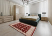 Mid-Century Modern Red Oriental Rug in a Bedroom, urb838