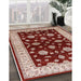 Mid-Century Modern Red Oriental Rug in Family Room, urb838