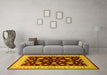 Machine Washable Oriental Yellow Industrial Rug in a Living Room, wshurb838yw